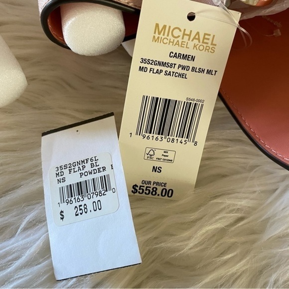 New Michael Kors Carmen Medium Color-Block Belted Satchel bag - Picture 8 of 16